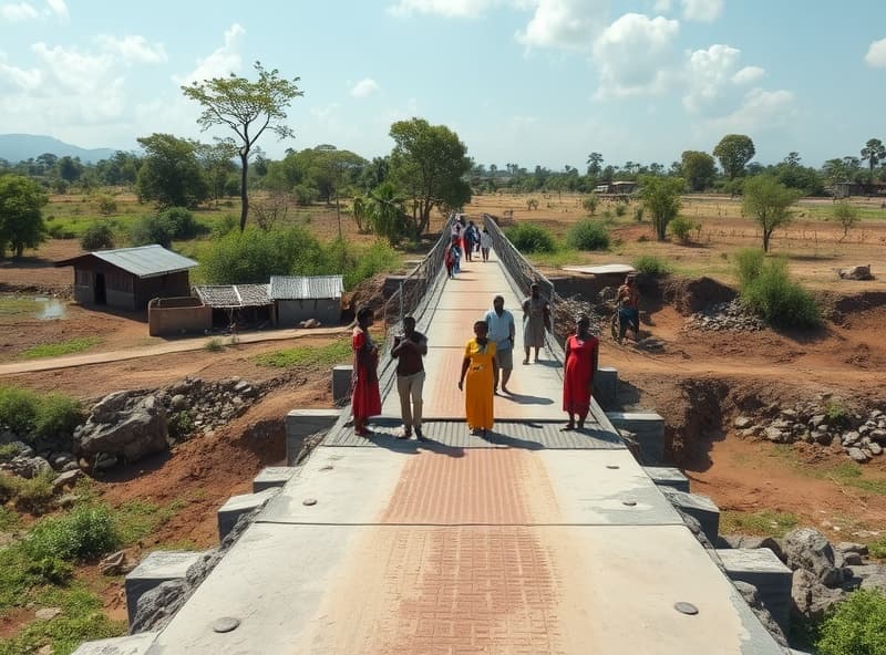 Construction du pont communautaire de Bié